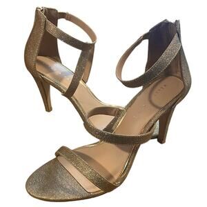 Kelly & Katie Courtney Womens Fashion Heels 10 Glitter Gold Brass Ankle Straps